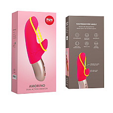 Мінівібратор-кролик зі стимулювальною стрічкою Fun Factory AMORINO pink/neon yellow (м'яте паковання!!!)