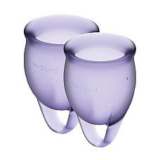 Набір менструальних чаш Satisfyer Feel Confident (lila), 15мл та 20мл (пом'яте та відкрите паковання!!!)