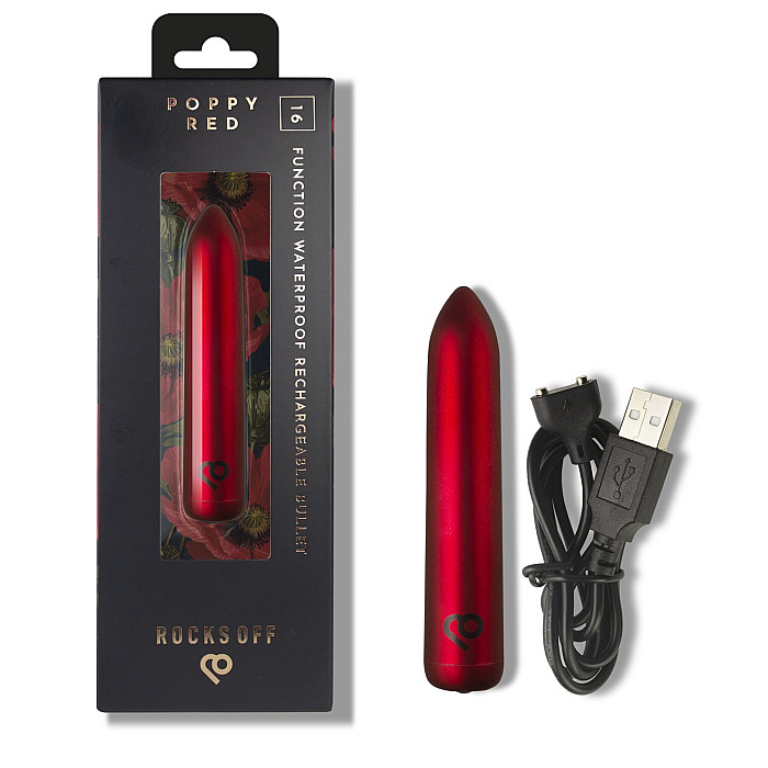 Віброкуля Rocks Off Bullet Poppy Red 16 Settings (м'яте паковання!!!)