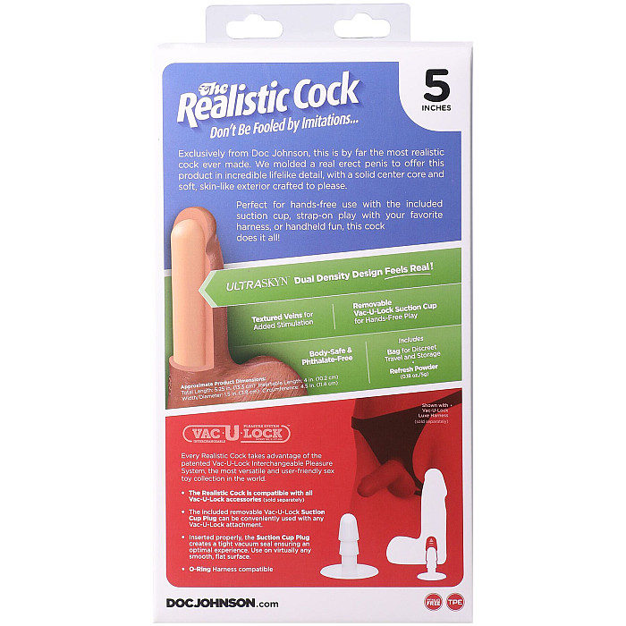 Фаллоимитатор Doc Johnson The Realistic Cock ULTRASKYN - 5" with Balls Vanilla (надрыв упаковки!!!)