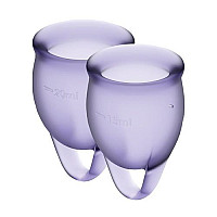 Набір менструальних чаш Satisfyer Feel Confident (lila), 15мл та 20мл (пом'яте та відкрите паковання!!!)