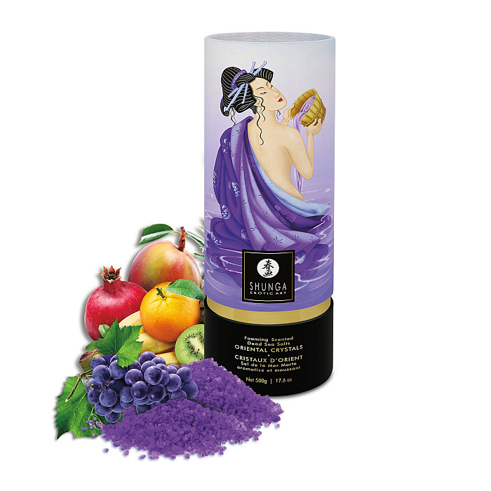 Пенящаяся соль для ванны Shunga Dead Sea salt Oriental Crystals — Exotic Fruits (500 г)