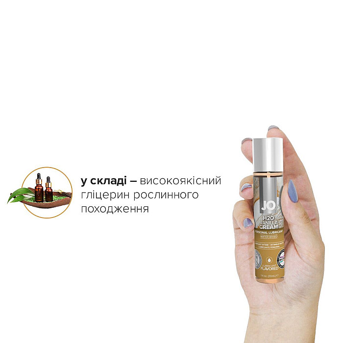 Змазка на водній основі System JO H2O — Vanilla Cream (30 мл) без цукру, рослинний гліцерин