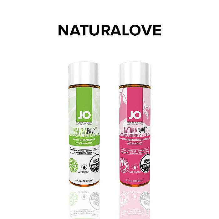 Смазка на водной основе JO NATURALOVE Strawberry (30 мл) с экстрактом ромашки и листьев агавы
