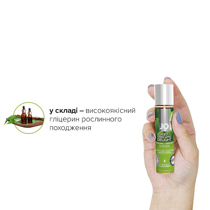 Смазка на водной основе JO H2O — Green Apple (30 мл) без сахара, растительный глицерин
