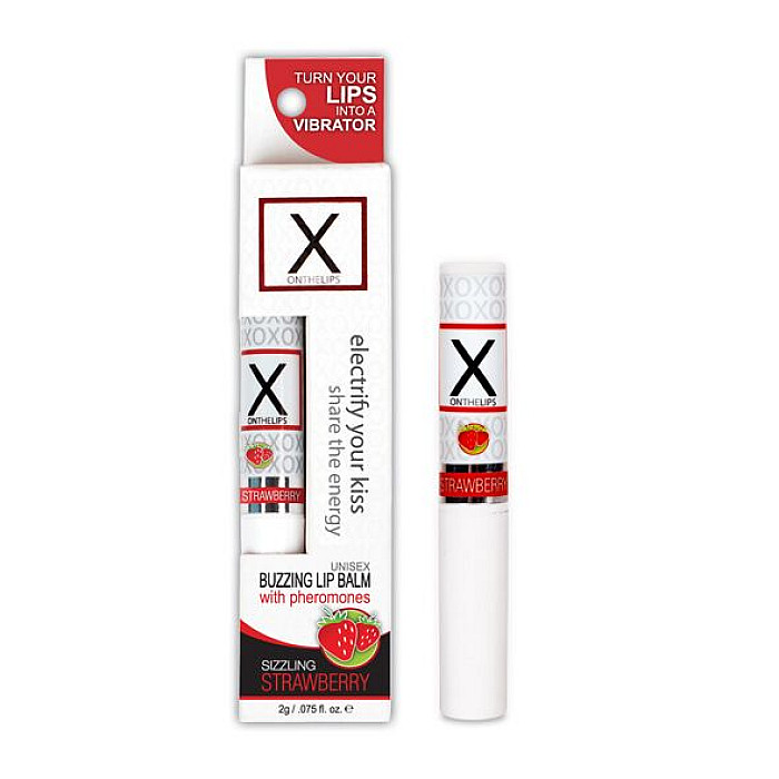 Стимулирующий бальзам для губ унисекс Sensuva – X on the Lips Strawberry с феромонами, клубника