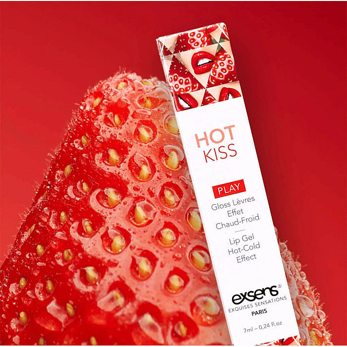 Стимулирующий блеск для губ EXSENS Strawberry Hot Kiss 7 мл, согревает и охлаждает