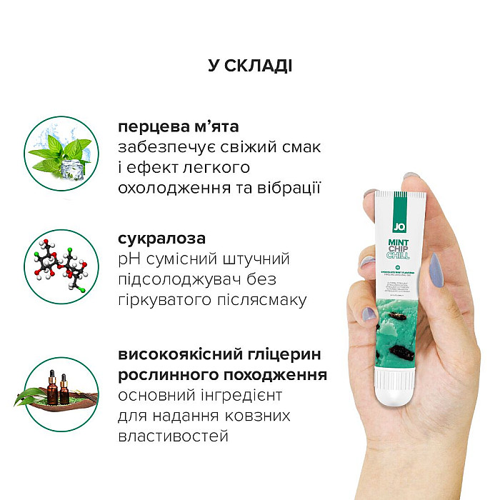 Гель для клітора System JO — Mint Chip Chill (10 мл), можна для поцілунків, вібрація з охолодженням