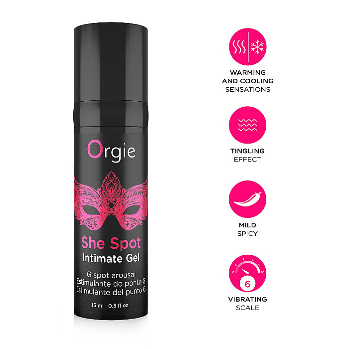 Гель для стимуляції точки G Orgie She Spot Intimate Gel, 15 мл, тепло-холод, ефект вібрації