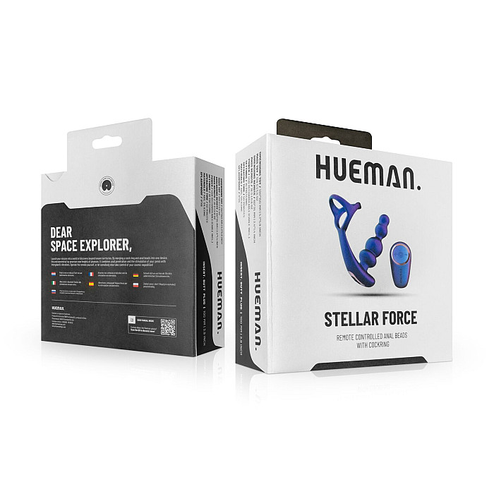 Анальный вибратор с эрекционным кольцом Hueman - Stellar Force Anal Beads with Cockring