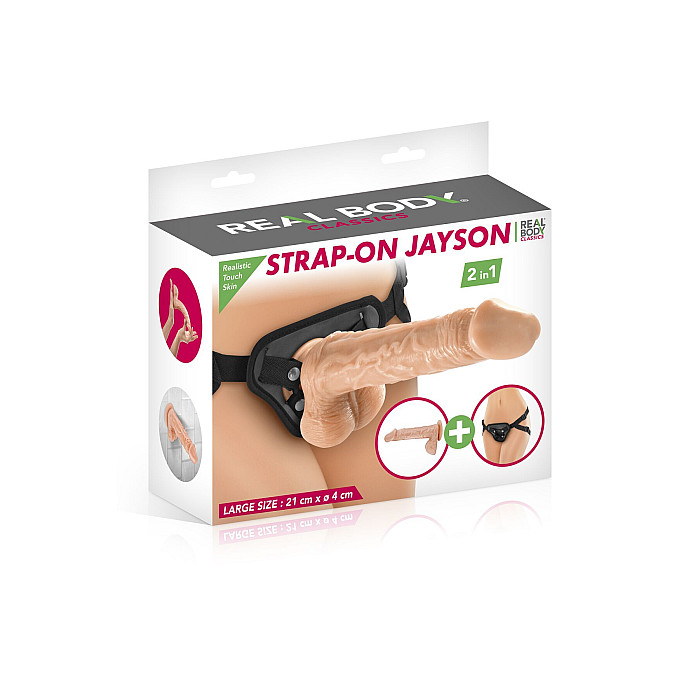 Жіночий страпон-трусики 2в1 Real Body — Jayson: довжина 21 см, діам. 4 см, трусики та фалоімітатор