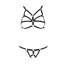 Комплект білизни зі стреп Passion Exclusive ARMANDA SET XXL/XXXL, black