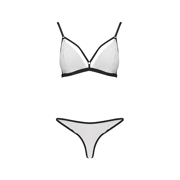 Комплект белья Passion ORIHIME SET S/M, white, стрэпы, лиф и трусики