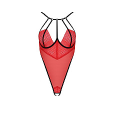 Боді з високим вирізом стегна Passion Exclusive AKITA BODY S/M, red