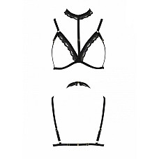 Бюстгальтер-стрепи з чокером Passion Exclusive SHELLY BRA S/M, black