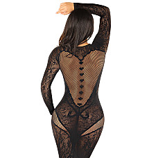 Платье с длинным рукавом Leg Avenue Lace and Net Bodycon Gown One Size, Black