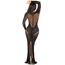 Платье с длинным рукавом Leg Avenue Lace and Net Bodycon Gown One Size, Black