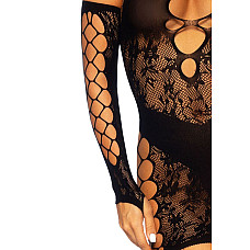 Мини-платье Leg Avenue Mini dress and matching gloves, One Size, черное, митенки в комплекте