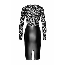Платье Noir Handmade F295 Euphoria, M, black, кружево, глубокое декольте, юбка миди под латекс