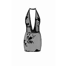 Платье Noir Handmade F313 Mythos, XL, black, прозрачное, мини, открытая спина, декор из стразов