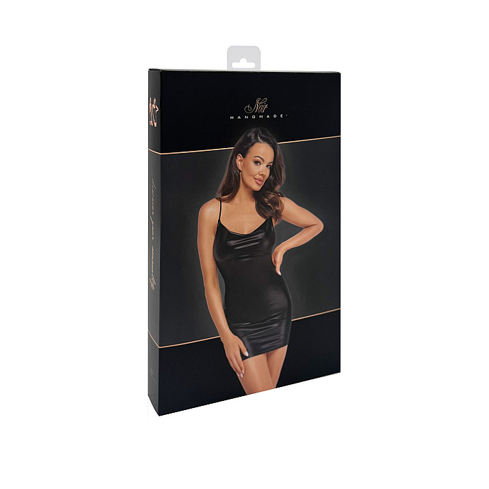 Платье Noir Handmade F307 Mirage, S, black, мини, под латекс, открытая спина, декор из стразов