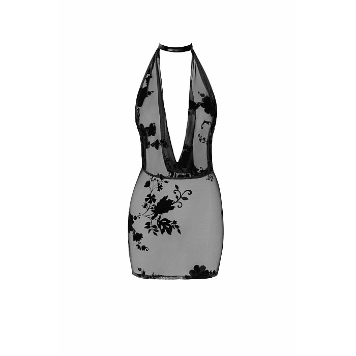 Сукня Noir Handmade F313 Mythos mini flocked mesh dress with jewelry rhinestone chain - XXL