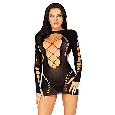 Бесшовное мини-платье Leg Avenue Long sleeve cut out mini dress One size Black