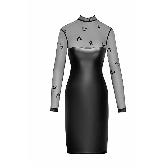 Платье Noir Handmade F310 Sublime, XL, black, миди, мокрый эффект, верх — сетка, длинный рукав