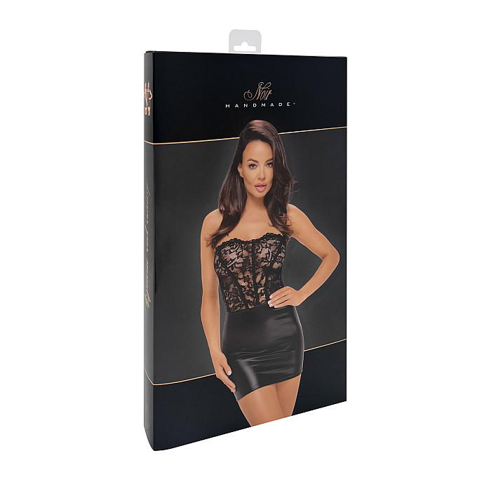 Платье Noir Handmade F300 Solace, XL, кружево, корсетный верх, шнуровка сзади, юбка мини под латекс