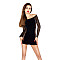 Бодистокинг Passion BS025 black, платье-сетка, спущенное плечо, длинный рукав