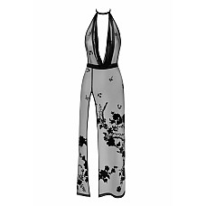Платье Noir Handmade F312 Divinity, L, black, прозрачное, в пол, открытая спина, разрез сбоку