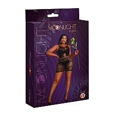 Платье-бодистокинг Moonlight Plus Model 01 XL-XXXL Black, мини, без рукавов