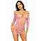 Сукня-сітка з сердечками Leg Avenue Heart net mini dress Pink, зав’язки, відкриті плечі, one size