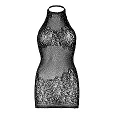 Платье-сетка со стразами Leg Avenue Rhinestone halter mini dress Black, открытая спина, one size