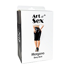 Сексуальная виниловая юбка Art of Sex - Morgana с вырезом и шнуровкой, цвет черный, размер XL