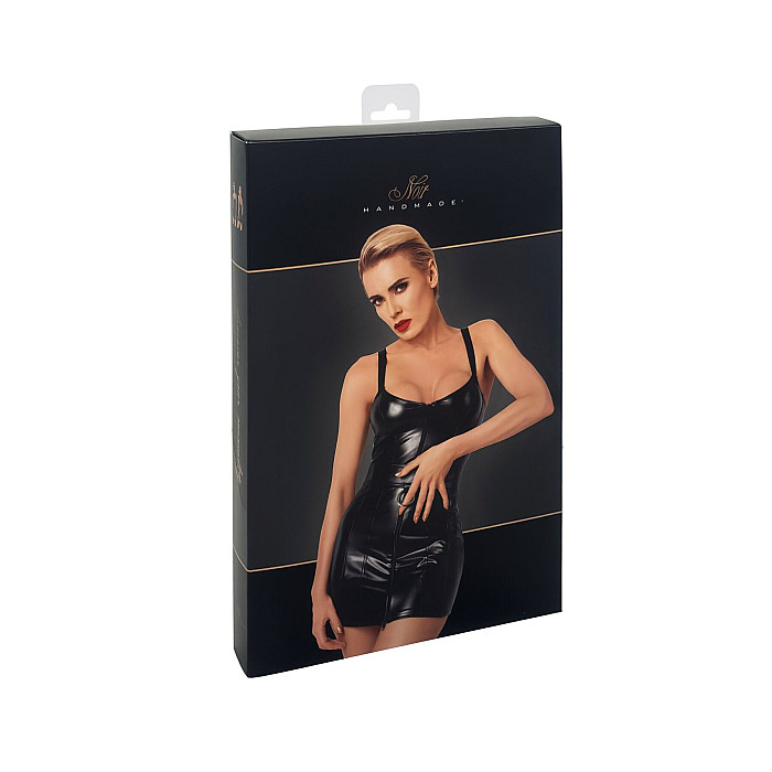 Платье Noir Handmade F320 Starlet, XL, под латекс, мини, молния по всей длине, кольцо на поясе