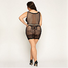 Сітчаста сукня з метеликами JSY «Сексапільна Емілі» Plus Size, Black, імітація шнурівки, мереживо