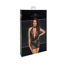 Платье Noir Handmade F313 Mythos, S, black, прозрачное, мини, открытая спина, декор из стразов