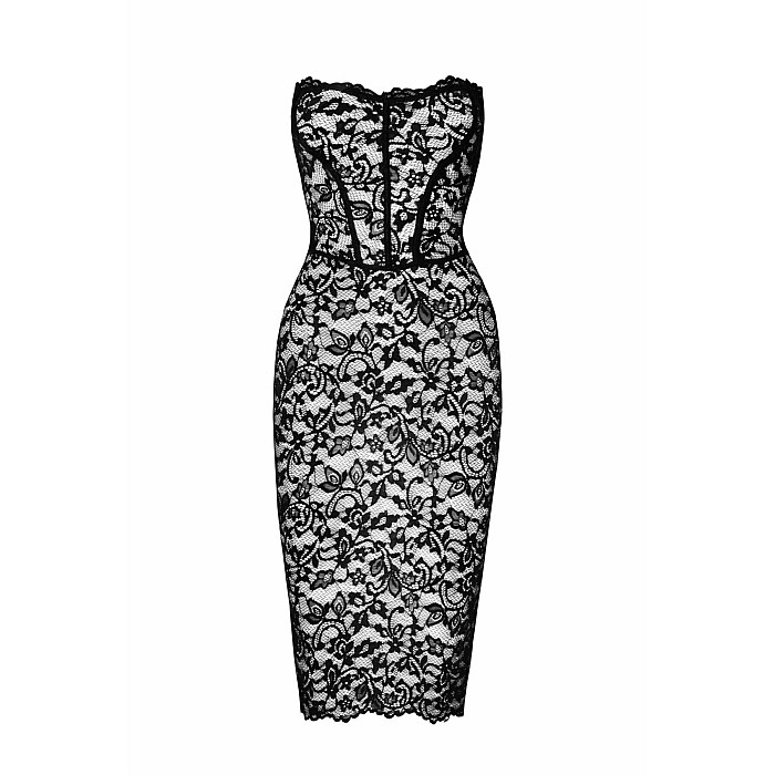 Платье Noir Handmade F301 Catalyst, XL, black, миди, кружево, открытые плечи, шнуровка на спине