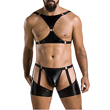 Комплект эротического мужского белья Passion 047 SET JOHN L/XL Black, трусы, портупея