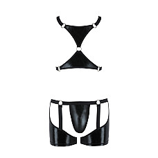 Комплект эротического мужского белья Passion 047 SET JOHN L/XL Black, трусы, портупея