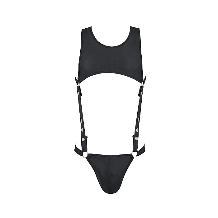 Мужское кожаное боди Passion 056 ADAM XXL/XXXL Black, заклепки