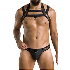 Комплект чоловічої білизни з кріпленнями Passion 043 JACOB XXL/XXXL Black, труси, шлейки