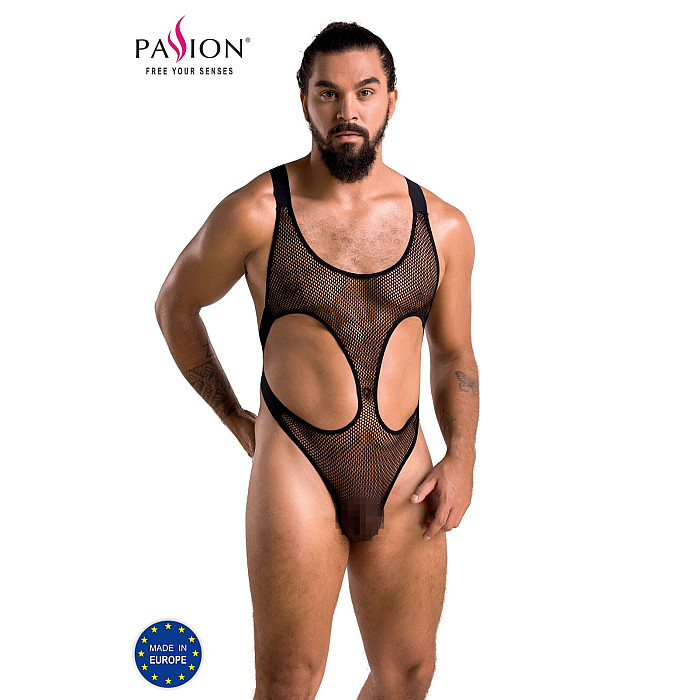 Мужское сетчатое боди Passion 040 LEON S/M Black, сетка, резинки
