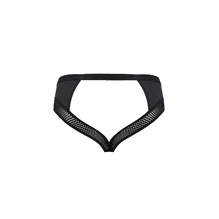 Мужские трусы с цепочкой Passion 030 SLIP TOM XXL/XXXL Black, экокожа, открытые ягодицы