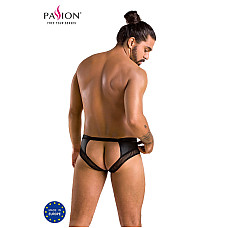 Чоловічі труси з ланцюжком Passion 030 SLIP TOM XXL/XXXL Black, екошкіра, відкриті сідниці