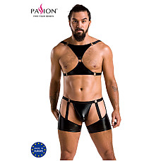 Комплект эротического мужского белья Passion 047 SET JOHN S/M Black, трусы, портупея