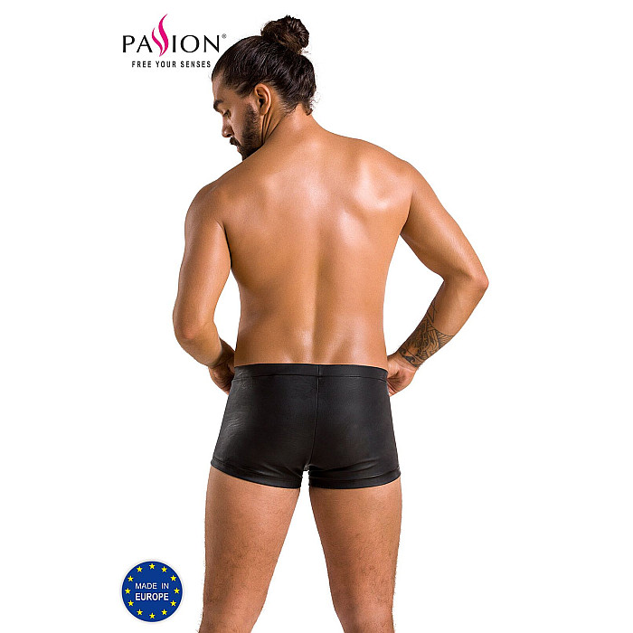 Мужские кожаные боксеры с клапаном Passion 050 SHORT PATRICK XXL/XXXL Black