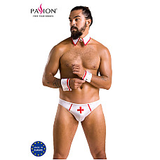 Комплект эротического мужского белья Passion 037 GREGORY S/M White, трусы, воротник, манжеты