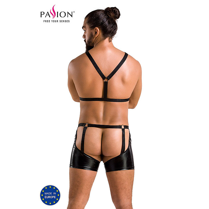 Комплект эротического мужского белья Passion 047 SET JOHN XXL/XXXL Black, трусы, портупея
